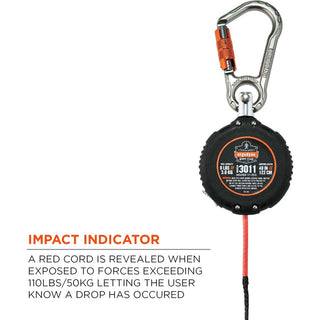 Squids 3011 Retractable Lanyard w/Tool+Swivel Anchor Carabiners, 8 lb Max Work Cap, 48", Black, Ships in 1-3 Business Days