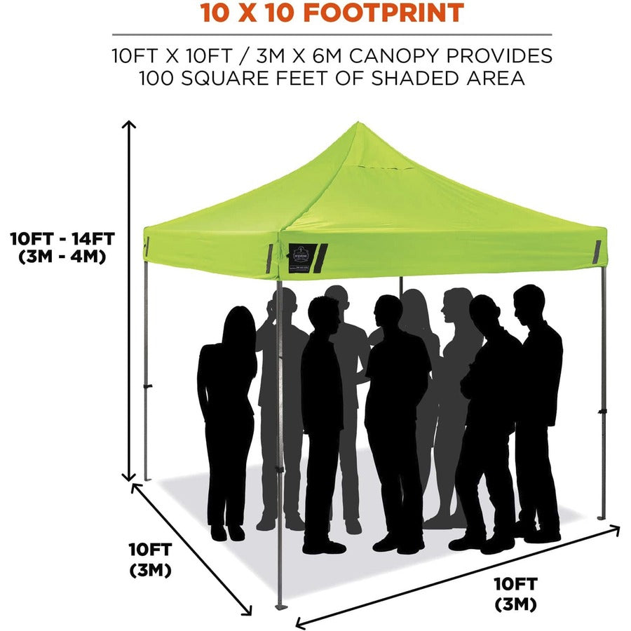 Shax 6000 Heavy-Duty Pop-Up Tent, Single Skin, 10 ft x 10 ft, Polyester/Steel, Lime, Ships in 1-3 Business Days