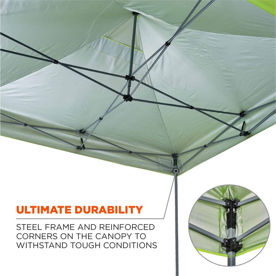 Shax 6000 Heavy-Duty Pop-Up Tent, Single Skin, 10 ft x 10 ft, Polyester/Steel, Lime, Ships in 1-3 Business Days