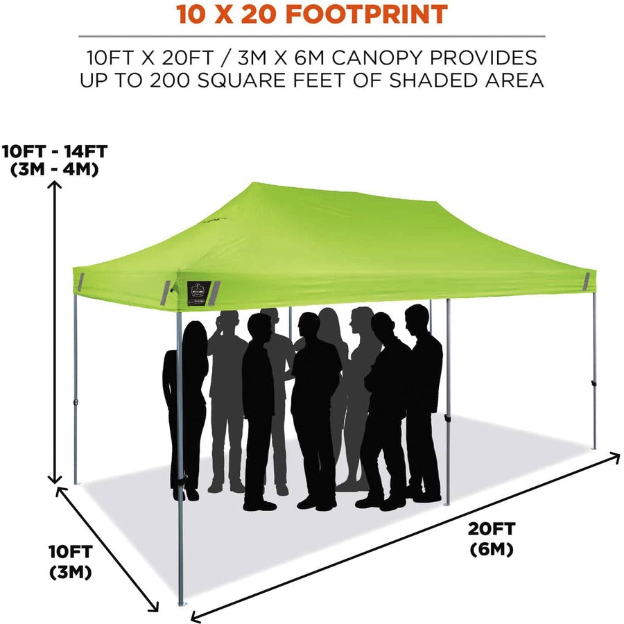 Shax 6015 Heavy-Duty Pop-Up Tent, Single Skin, 10 ft x 20 ft, Polyester/Steel, Lime, Ships in 1-3 Business Days