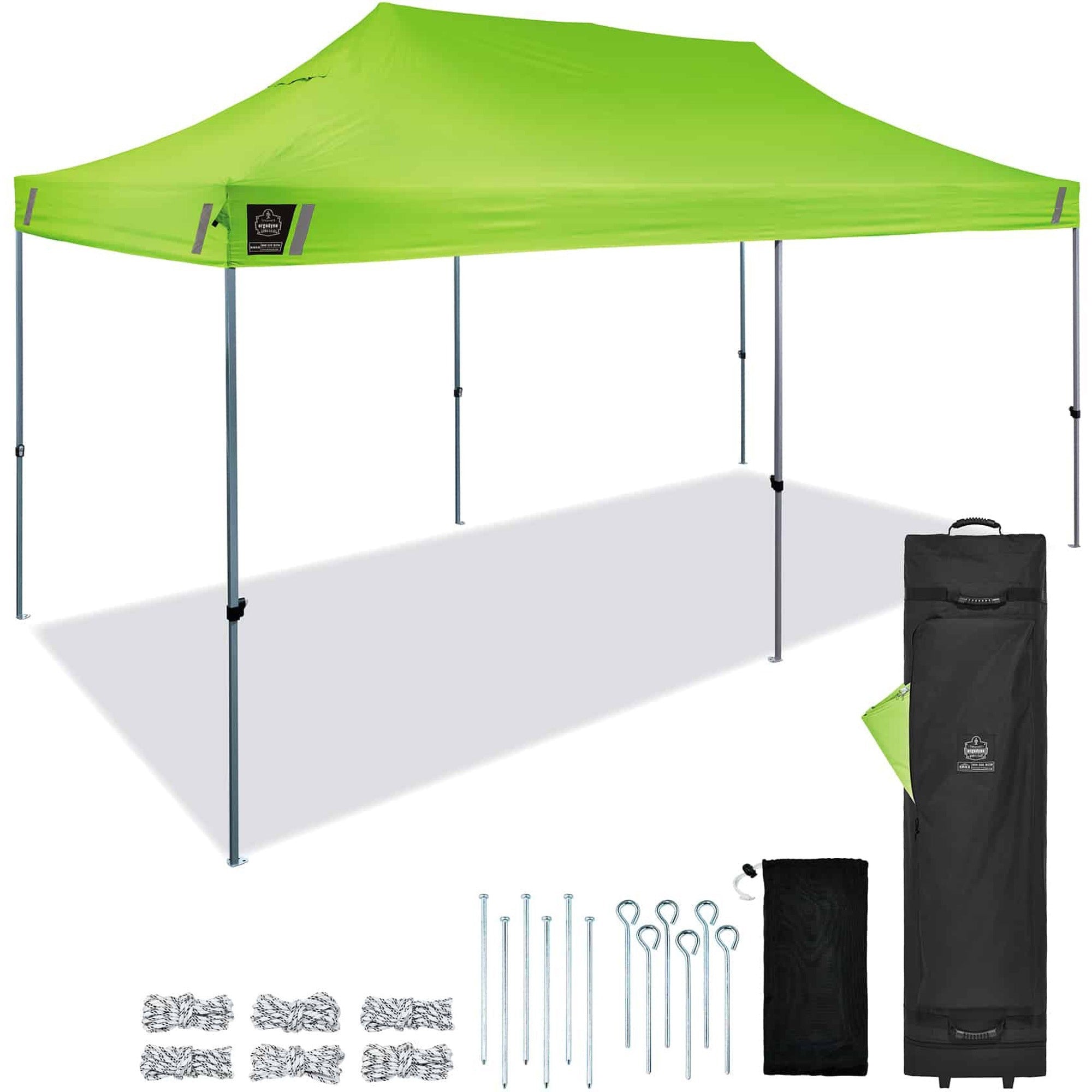 Shax 6015 Heavy-Duty Pop-Up Tent, Single Skin, 10 ft x 20 ft, Polyester/Steel, Lime, Ships in 1-3 Business Days