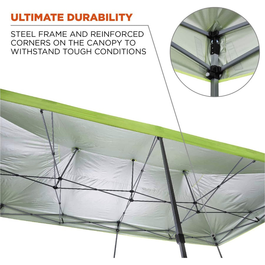 Shax 6015 Heavy-Duty Pop-Up Tent, Single Skin, 10 ft x 20 ft, Polyester/Steel, Lime, Ships in 1-3 Business Days