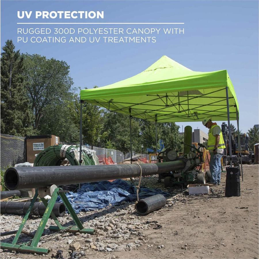 Shax 6015 Heavy-Duty Pop-Up Tent, Single Skin, 10 ft x 20 ft, Polyester/Steel, Lime, Ships in 1-3 Business Days