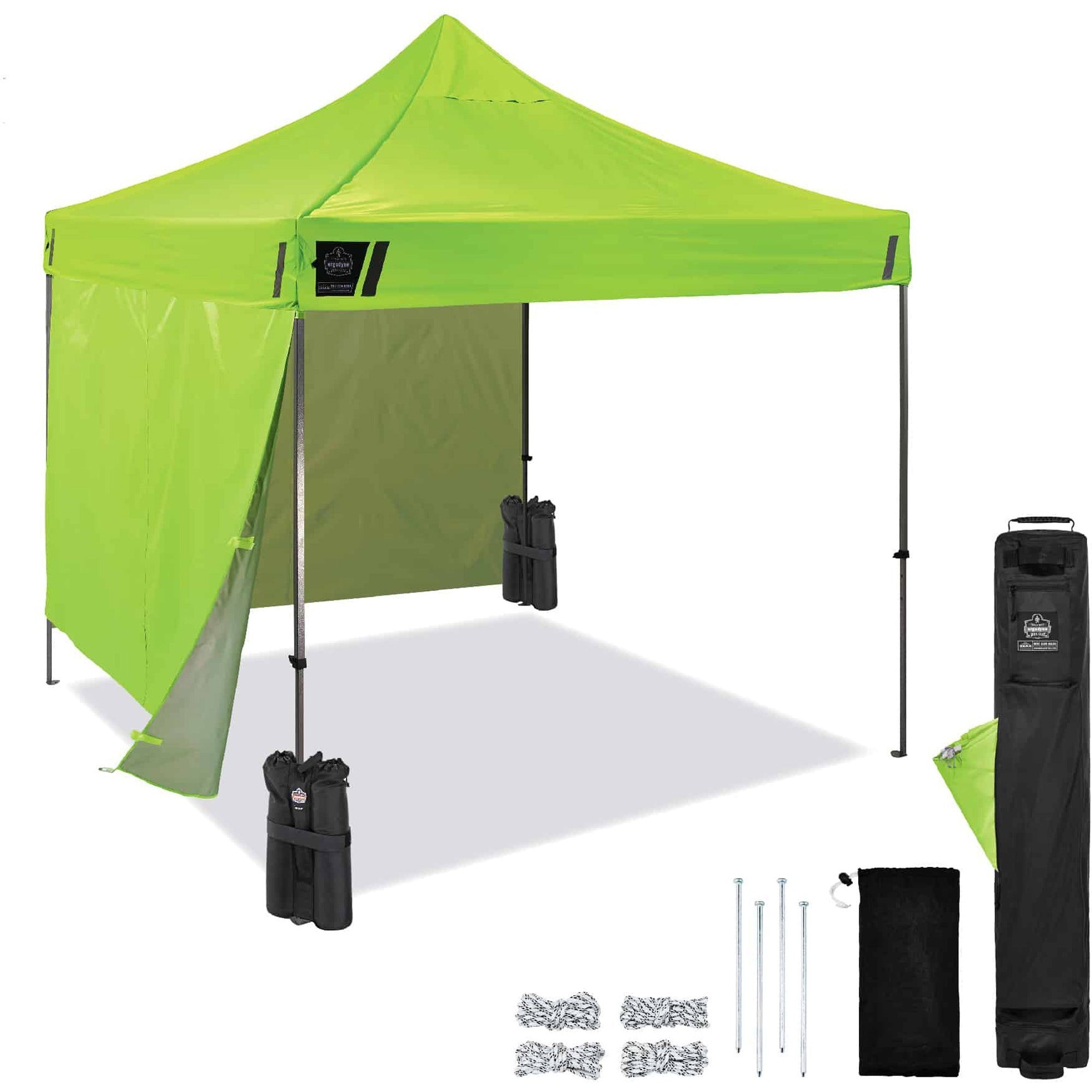 Shax 6051 Heavy-Duty Pop-Up Tent Kit, Single Skin, 10 ft x 10 ft, Polyester/Steel, Lime, Ships in 1-3 Business Days