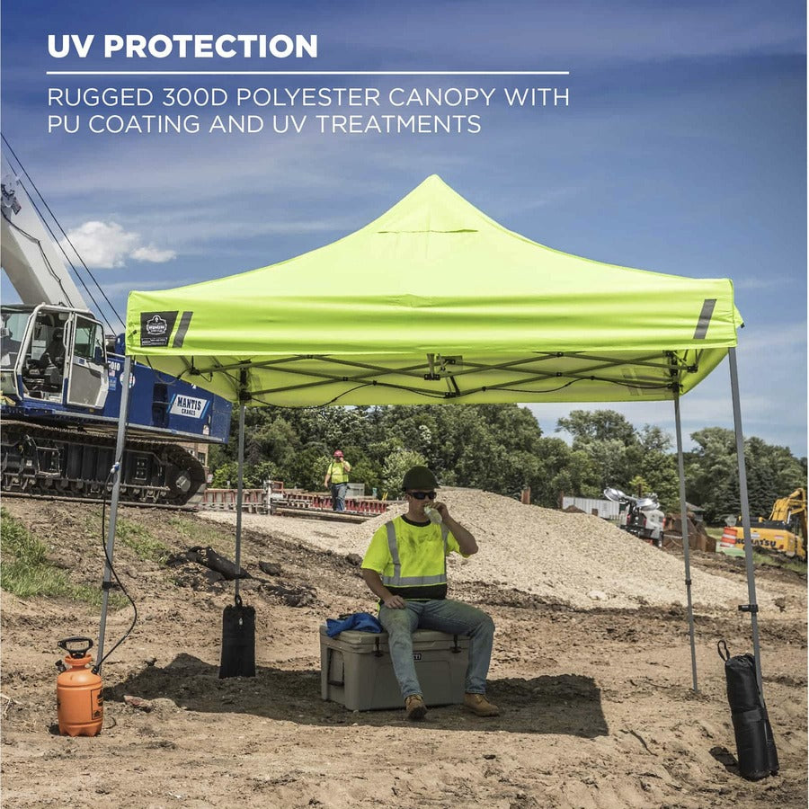 Shax 6051 Heavy-Duty Pop-Up Tent Kit, Single Skin, 10 ft x 10 ft, Polyester/Steel, Lime, Ships in 1-3 Business Days