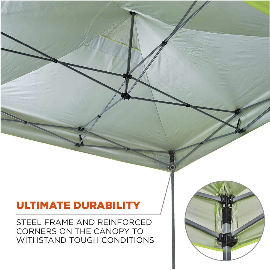 Shax 6051 Heavy-Duty Pop-Up Tent Kit, Single Skin, 10 ft x 10 ft, Polyester/Steel, Lime, Ships in 1-3 Business Days