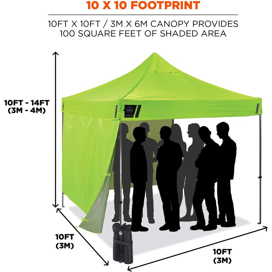 Shax 6051 Heavy-Duty Pop-Up Tent Kit, Single Skin, 10 ft x 10 ft, Polyester/Steel, Lime, Ships in 1-3 Business Days
