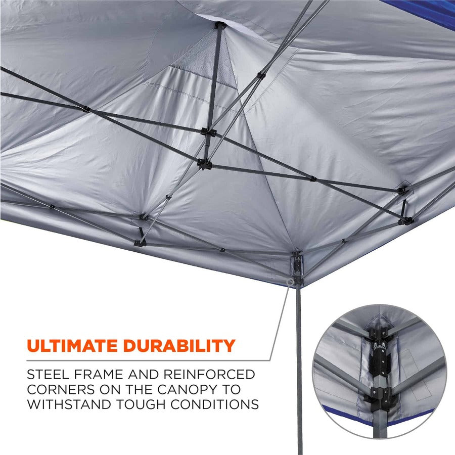 Shax 6051 Heavy-Duty Pop-Up Tent Kit, Single Skin, 10 ft x 10 ft, Polyester/Steel, Blue, Ships in 1-3 Business Days