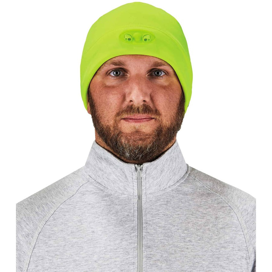 N-Ferno 6804 Skull Cap Winter Hat with LED Lights, One Size Fits Mosts, Lime, Ships in 1-3 Business Days