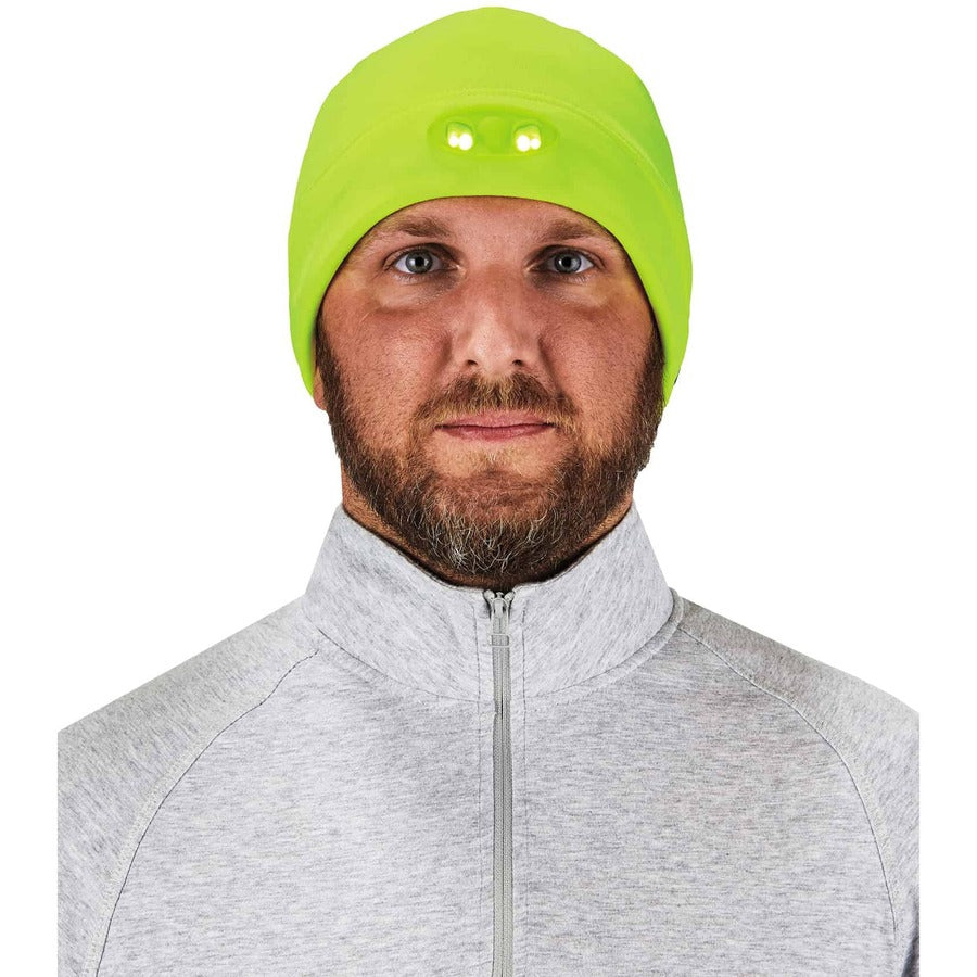 N-Ferno 6804 Skull Cap Winter Hat with LED Lights, One Size Fits Mosts, Lime, Ships in 1-3 Business Days