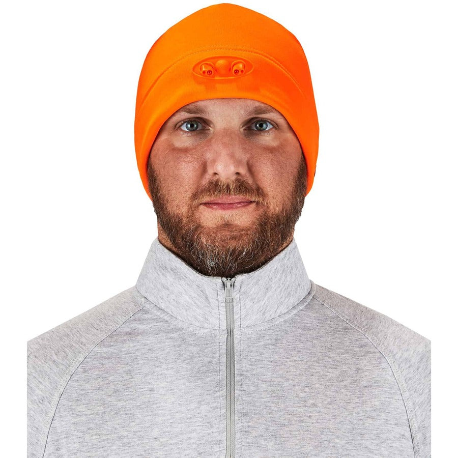 N-Ferno 6804 Skull Cap Winter Hat with LED Lights, One Size Fits Most, Orange, Ships in 1-3 Business Days