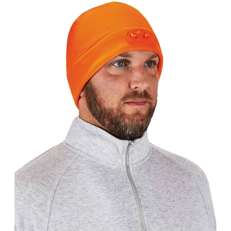 N-Ferno 6804 Skull Cap Winter Hat with LED Lights, One Size Fits Most, Orange, Ships in 1-3 Business Days