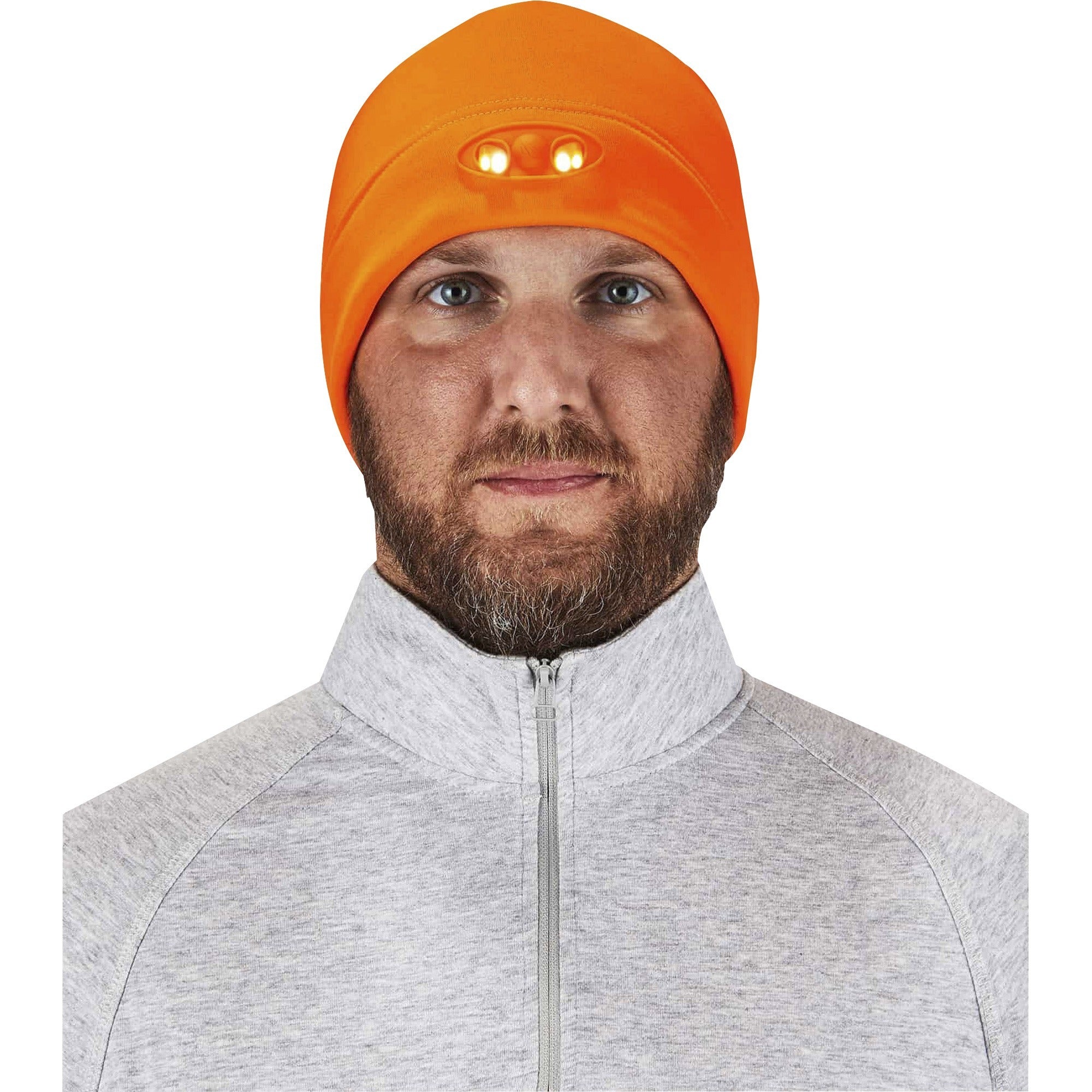 N-Ferno 6804 Skull Cap Winter Hat with LED Lights, One Size Fits Most, Orange, Ships in 1-3 Business Days