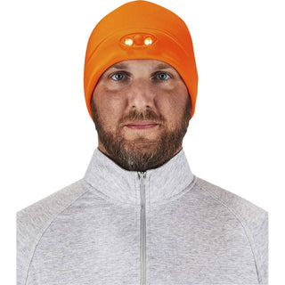 N-Ferno 6804 Skull Cap Winter Hat with LED Lights, One Size Fits Most, Orange, Ships in 1-3 Business Days