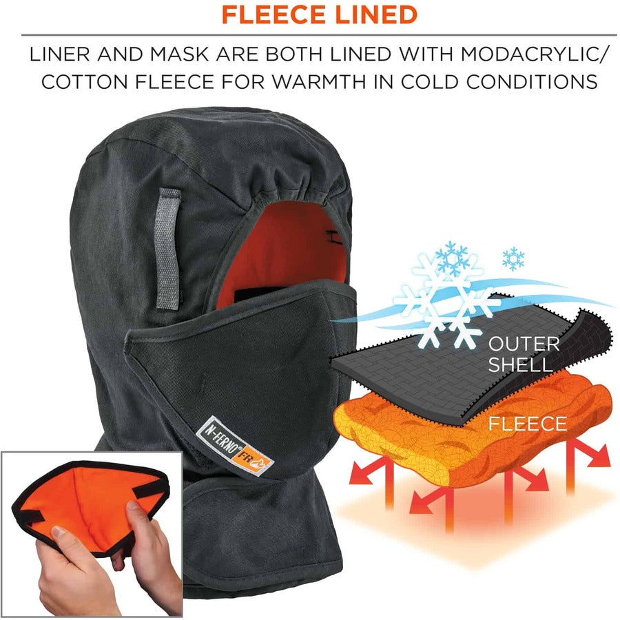 N-Ferno 6876 2-Layer FR Liner + Mouthpiece Kit, Modacrylic Cotton, One Size Fits Most, Black, Ships in 1-3 Business Days