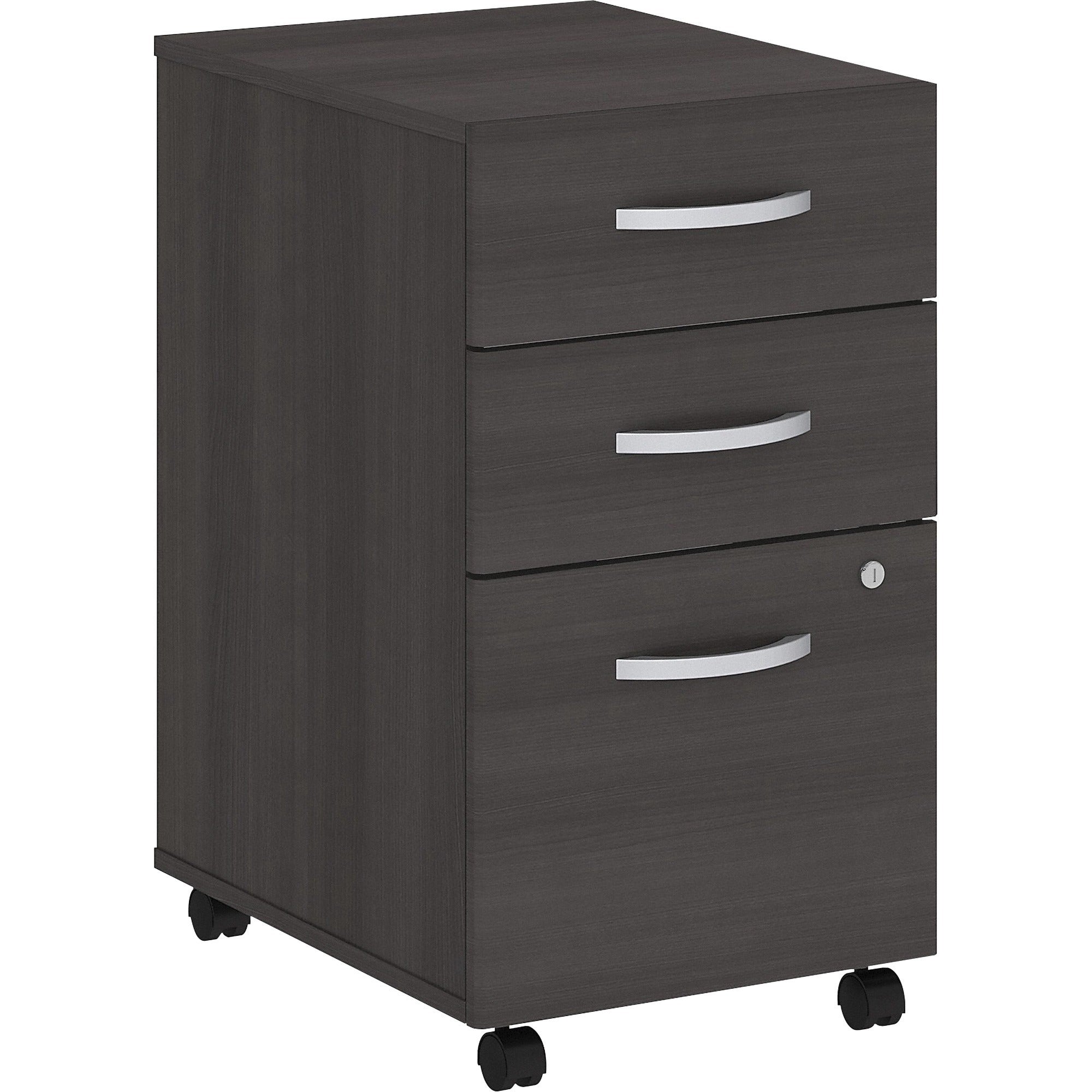 Bush Business Furniture Studio C 3 Drawer Mobile File Cabinet - 15.7" x 20.2"27.8" - 3 x File, Box Drawer(s) - Finish: Storm Gray, Thermofused Laminate (TFL) - 1