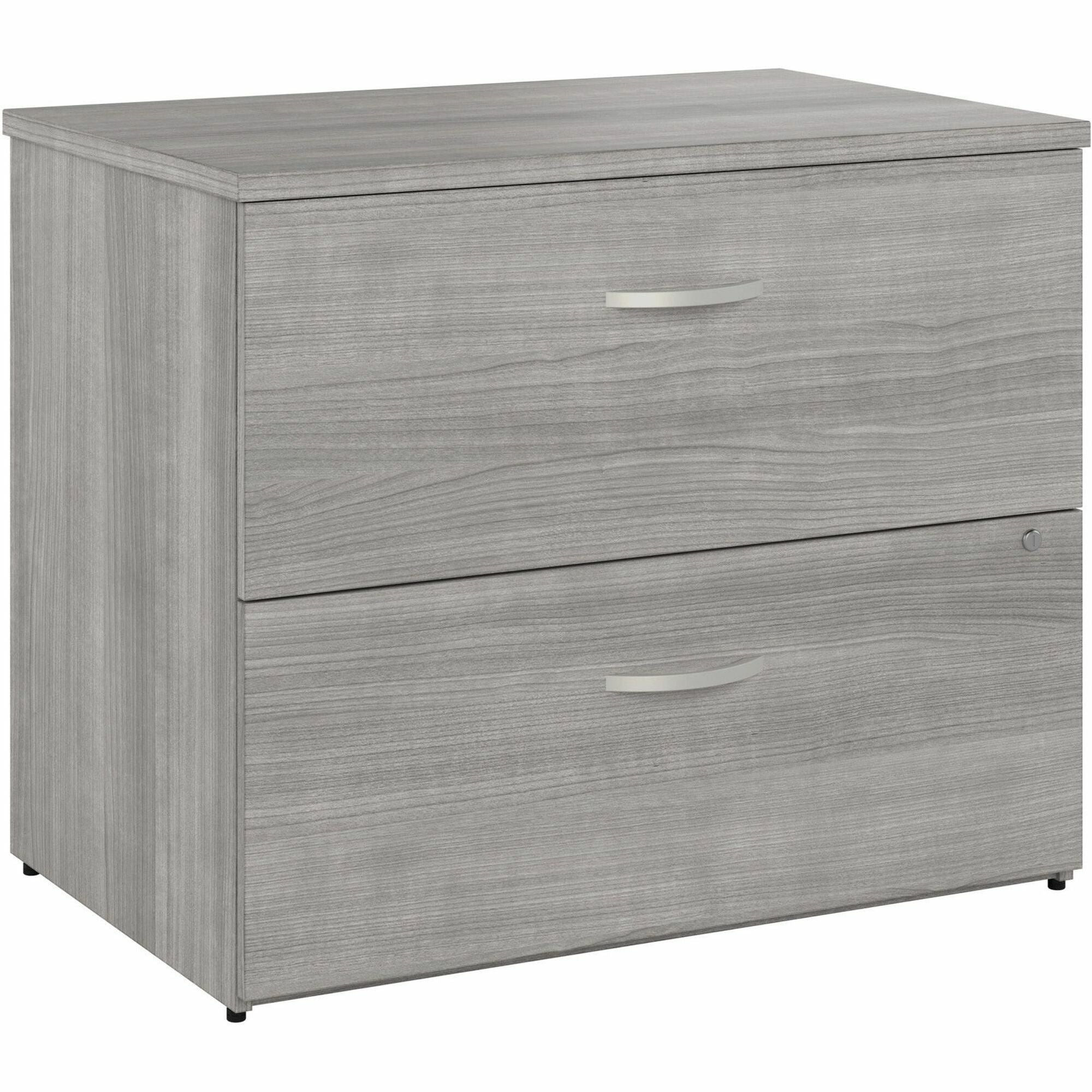Bush Business Furniture Studio C 2 Drawer Lateral File Cabinet - 35.7" x 23.4"29.8" - 2 x File Drawer(s) - Finish: Platinum Gray, Thermofused Laminate (TFL) - 1