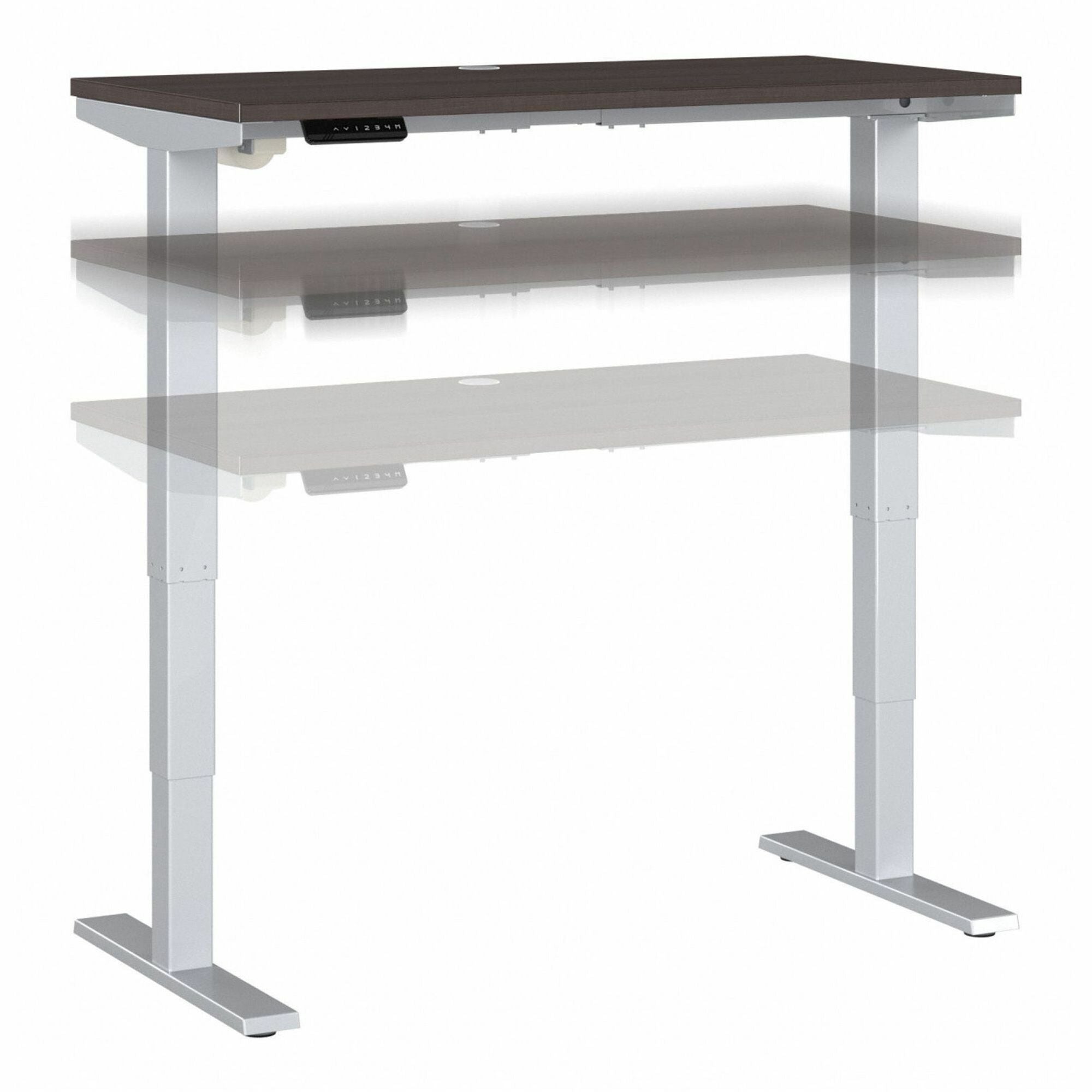 Bush Business Furniture Move 40 Series 48w X 24d Electric Height Adjustable Standing Desk - For - Table TopStorm Gray Rectangle Top - Silver T-shaped Base - 2 Legs - 176 lb Capacity - Adjustable Height - 24" to 48" Adjustment x 47.60" Table Top Width - 1
