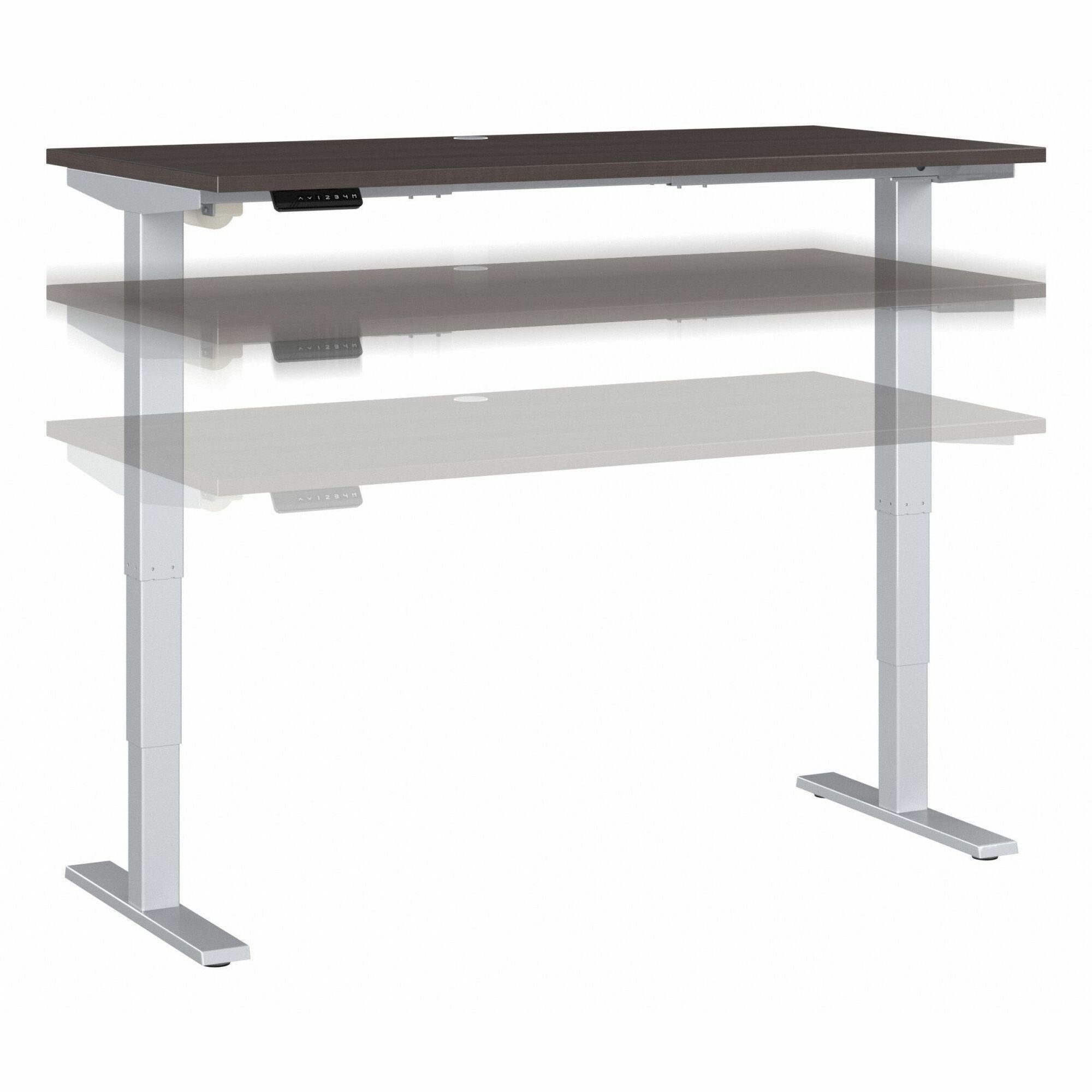Bush Business Furniture Move 40 Series 60w X 30d Electric Height Adjustable Standing Desk - For - Table TopStorm Gray Rectangle Top - Silver T-shaped Base - 176 lb Capacity - Adjustable Height - 28.17" to 48.24" Adjustment x 59.45" Table Top Width x - 1