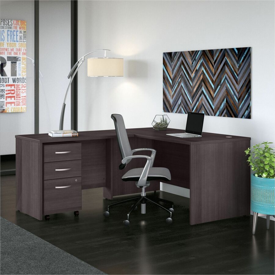 Studio C 60W x 30D L Shaped Desk with Mobile File Cabinet and 42W Return in Storm Gray - 3