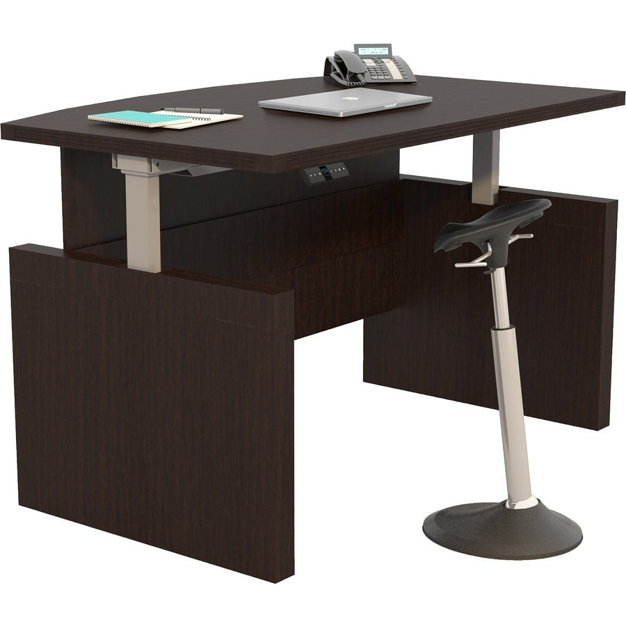 Safco Aberdeen Height-Adjustable Desk - 1.6" Work Surface, 72"49.3" Desk - Finish: Mocha, Laminate