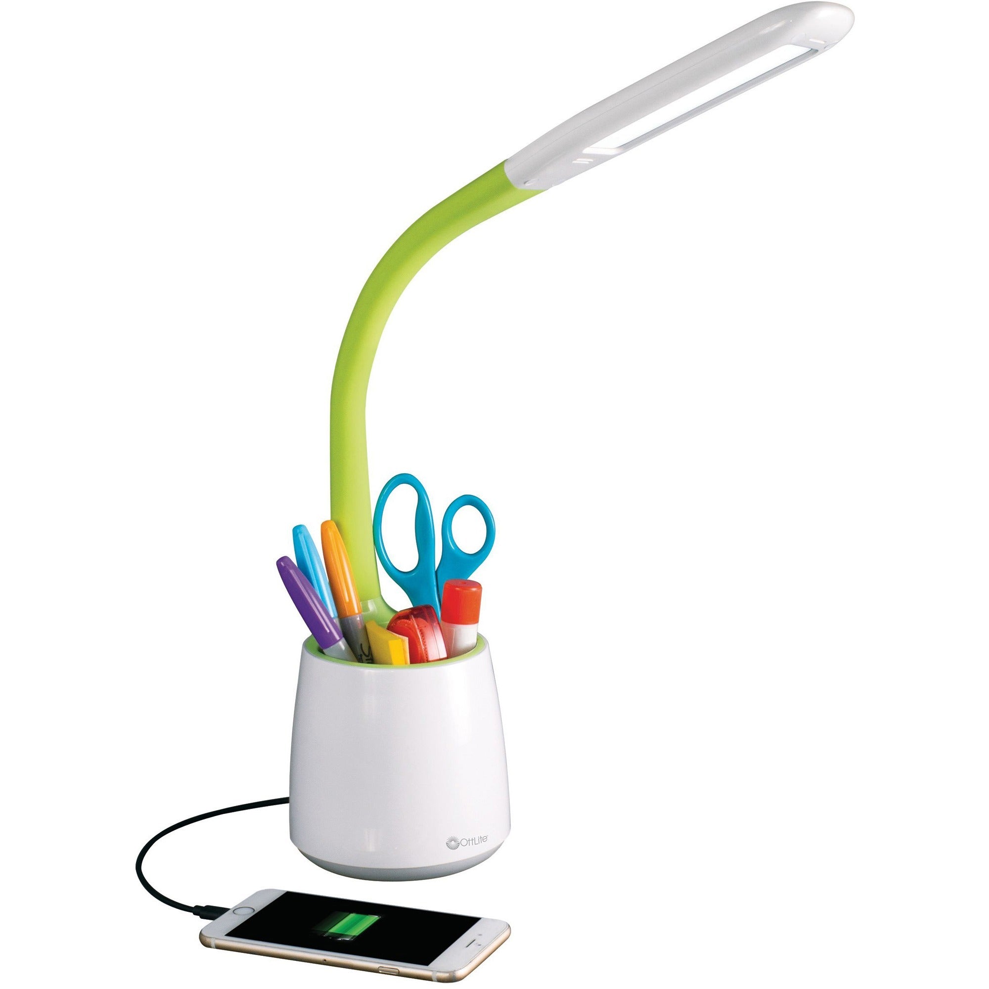 OttLite Desk Lamp - LED - White, Green - Desk Mountable