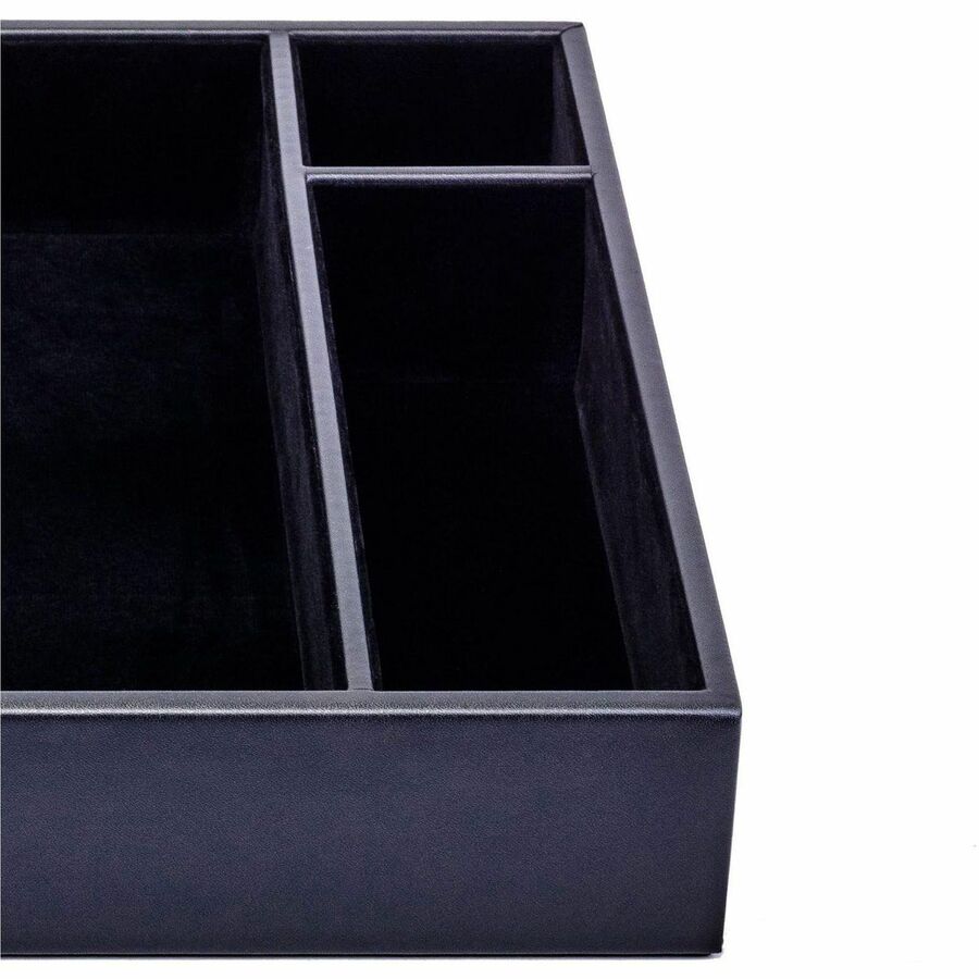Dacasso Leatherette Conference Room Organizer - 8 x Writing Pad - 3 Compartment(s)Desktop - Black - Leatherette, Velveteen - 1 Each
