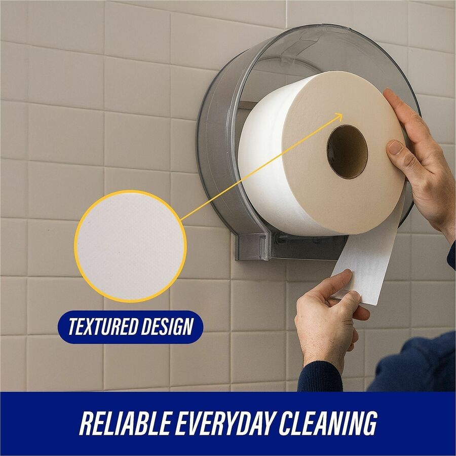 Genuine Joe Jumbo Jr Dispenser Bath Tissue Roll - 2 Ply - 3.30" x 1000 ft - 8.88" Roll Diameter - White - Fiber - Sewer-safe, Septic Safe - For Bathroom - 12 / Carton