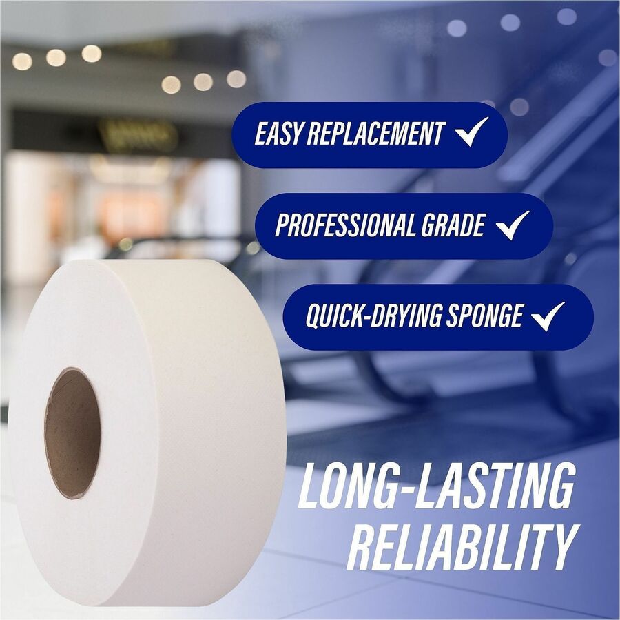 Genuine Joe Jumbo Jr Dispenser Bath Tissue Roll - 2 Ply - 3.30" x 1000 ft - 8.88" Roll Diameter - White - Fiber - Sewer-safe, Septic Safe - For Bathroom - 12 / Carton