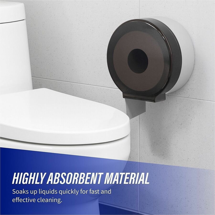 Genuine Joe Jumbo Jr Dispenser Bath Tissue Roll - 2 Ply - 3.30" x 1000 ft - 8.88" Roll Diameter - White - Fiber - Sewer-safe, Septic Safe - For Bathroom - 12 / Carton