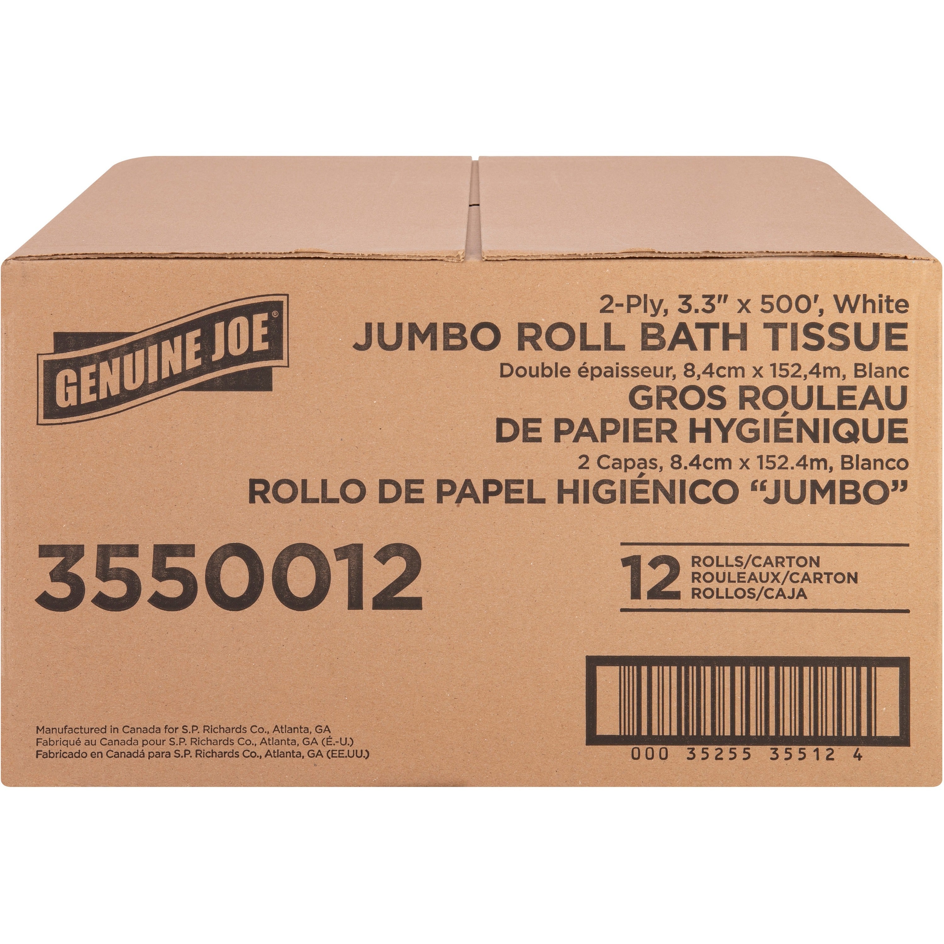 genuine-joe-jumbo-jr-dispenser-bath-tissue-roll-2-ply-330-x-500-ft-888-roll-diameter-white-fiber-sewer-safe-septic-safe-for-bathroom-12-carton_gjo3550012 - 3