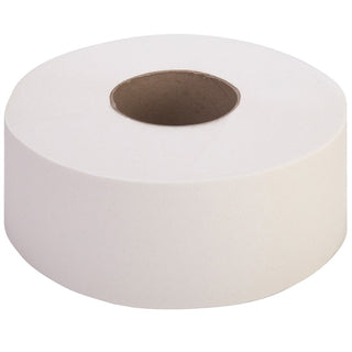 Genuine Joe Jumbo Jr Dispenser Bath Tissue Roll - 2 Ply - 3.30" x 700 ft - 8.88" Roll Diameter - White - Fiber - Sewer-safe, Septic Safe - For Bathroom - 12 / Carton