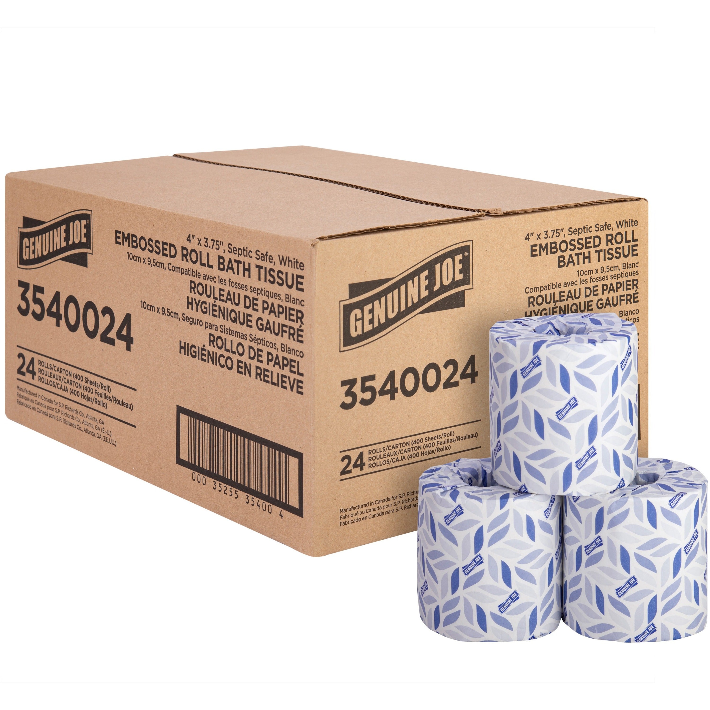 genuine-joe-2-ply-bath-tissue-rolls-2-ply-4-x-375-400-sheets-roll-white-perforated-absorbent-soft-sewer-safe-septic-safe-for-bathroom-restroom-24-carton_gjo3540024 - 1