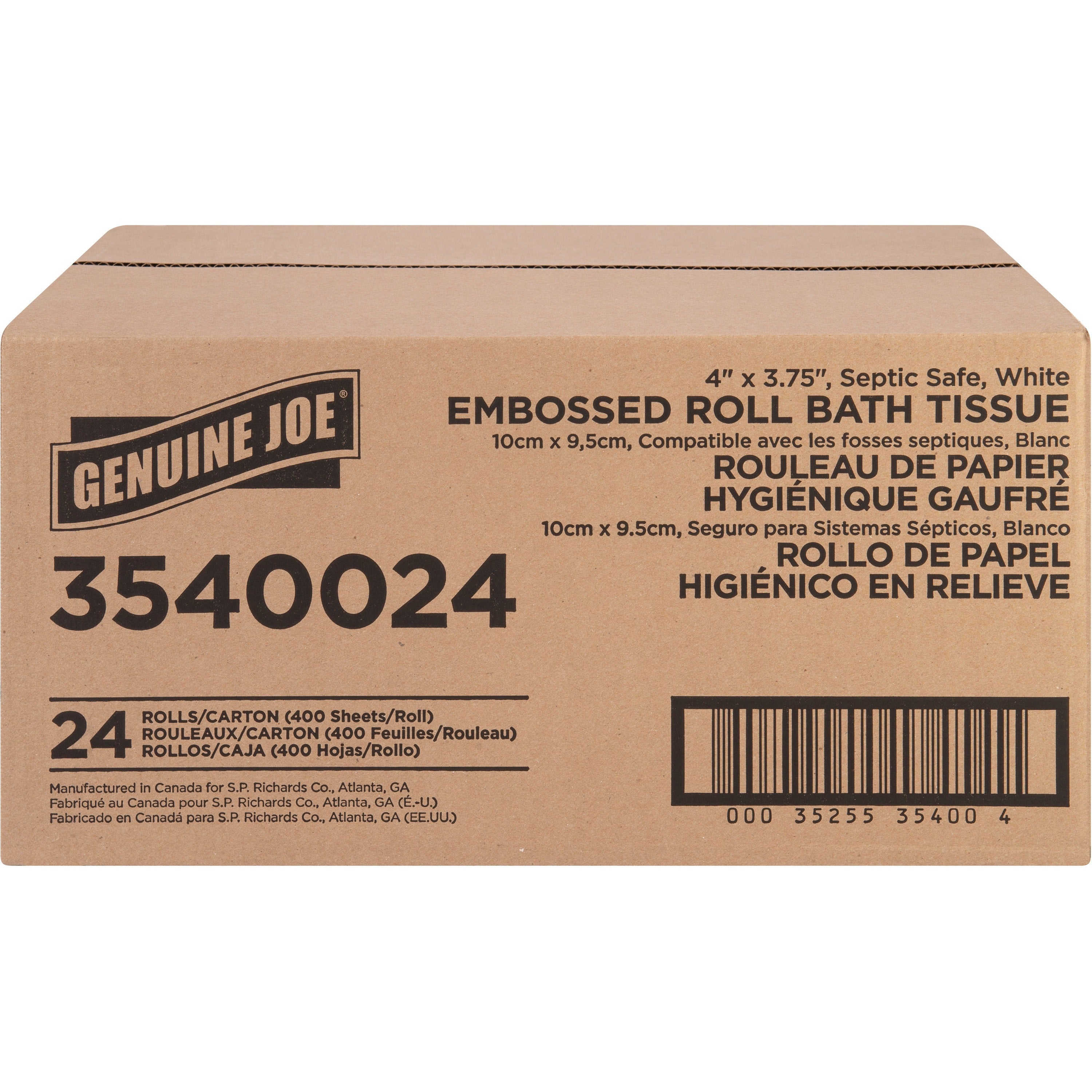 genuine-joe-2-ply-bath-tissue-rolls-2-ply-4-x-375-400-sheets-roll-white-perforated-absorbent-soft-sewer-safe-septic-safe-for-bathroom-restroom-24-carton_gjo3540024 - 2