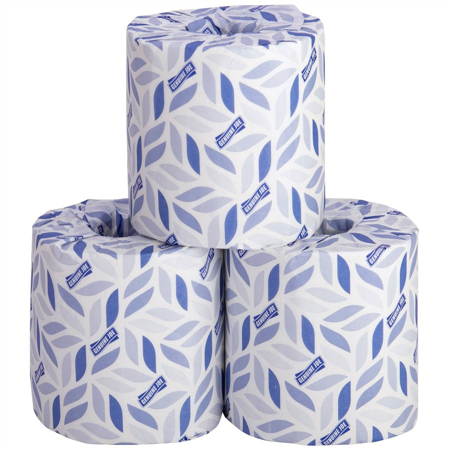 Genuine Joe 2-ply Bath Tissue Rolls - 2 Ply - 4" x 3.75" - 400 Sheets/Roll - White - Perforated, Absorbent, Soft, Sewer-safe, Septic Safe - For Bathroom, Restroom - 24 / Carton