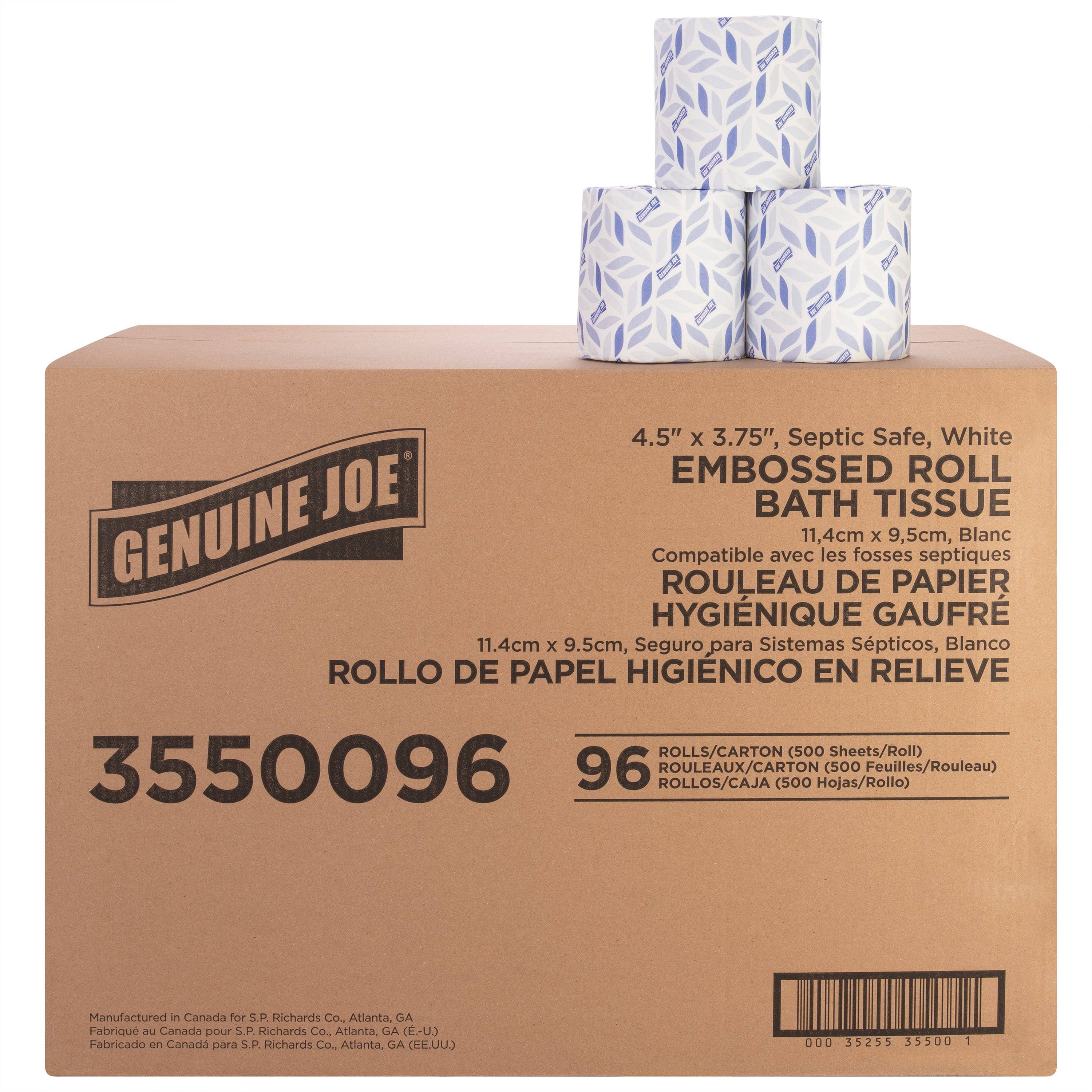 genuine-joe-2-ply-bath-tissue-2-ply-450-x-380-500-sheets-roll-white-fiber-perforated-absorbent-soft-for-bathroom-restroom-96-carton_gjo3550096 - 1
