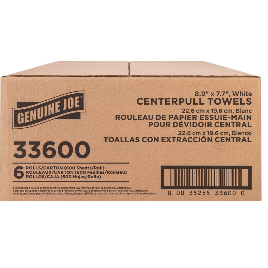 genuine-joe-centerpull-towel-rolls-600-sheets-roll-white-virgin-fiber-center-pull-soft-absorbent-for-washroom-6-carton_gjo33600 - 7