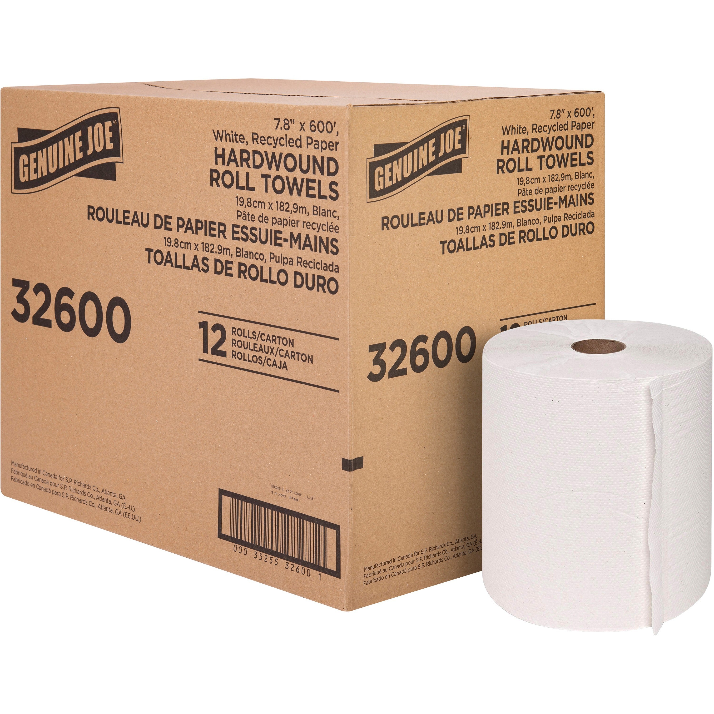 genuine-joe-hardwound-roll-paper-towels-780-x-600-ft-2-core-white-paper-absorbent-for-restroom-12-carton_gjo32600 - 1