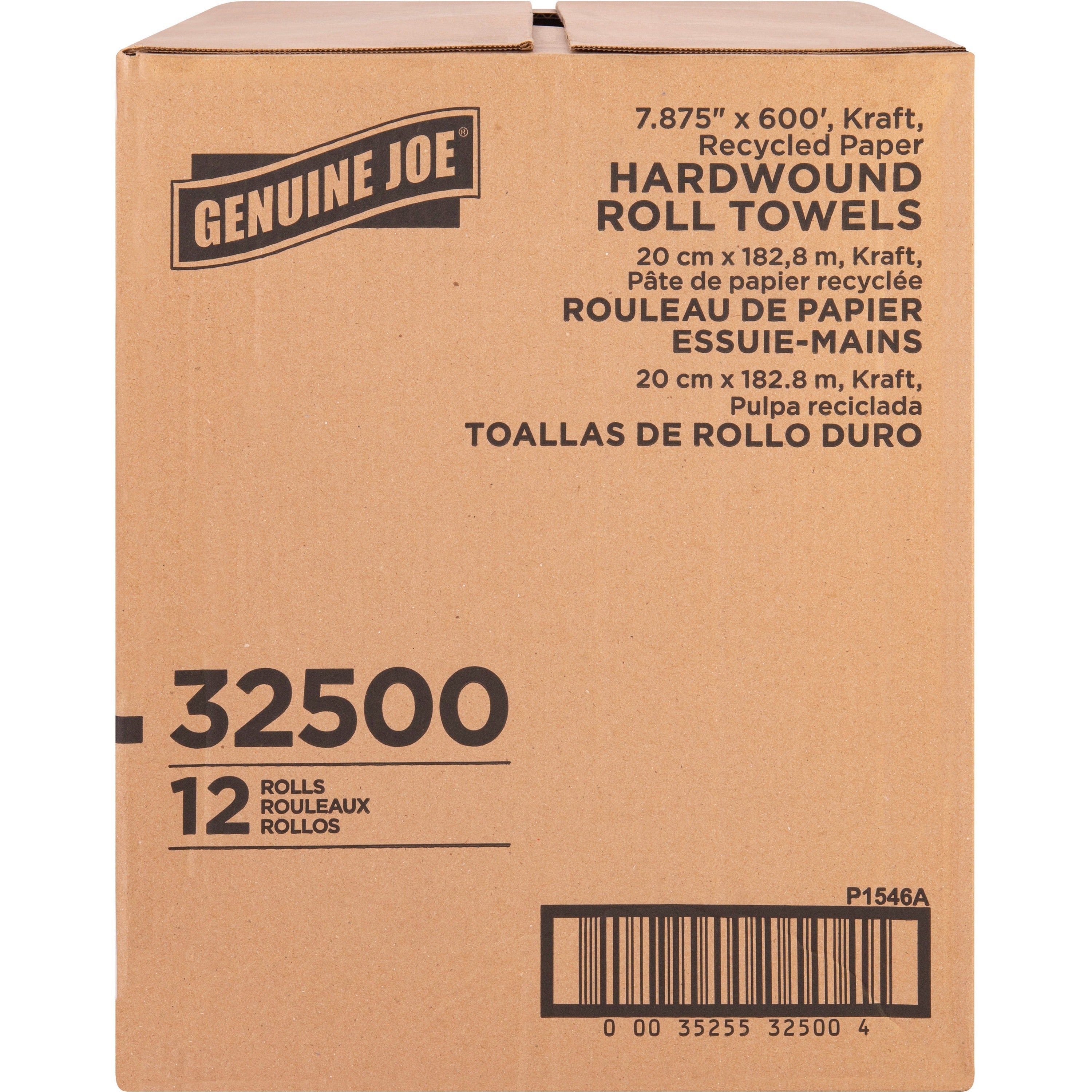 genuine-joe-embossed-hardwound-roll-towels-788-x-600-ft-2-core-brown-absorbent-for-restroom-12-carton_gjo32500 - 3