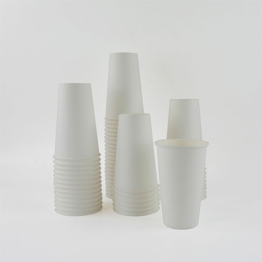 Genuine Joe 16 oz Disposable Hot Cups - 50 / Pack - 50 / Pack - White - Polyurethane - Coffee, Hot Drink, Picnic, Company, Tea, Hot Chocolate, Beverage