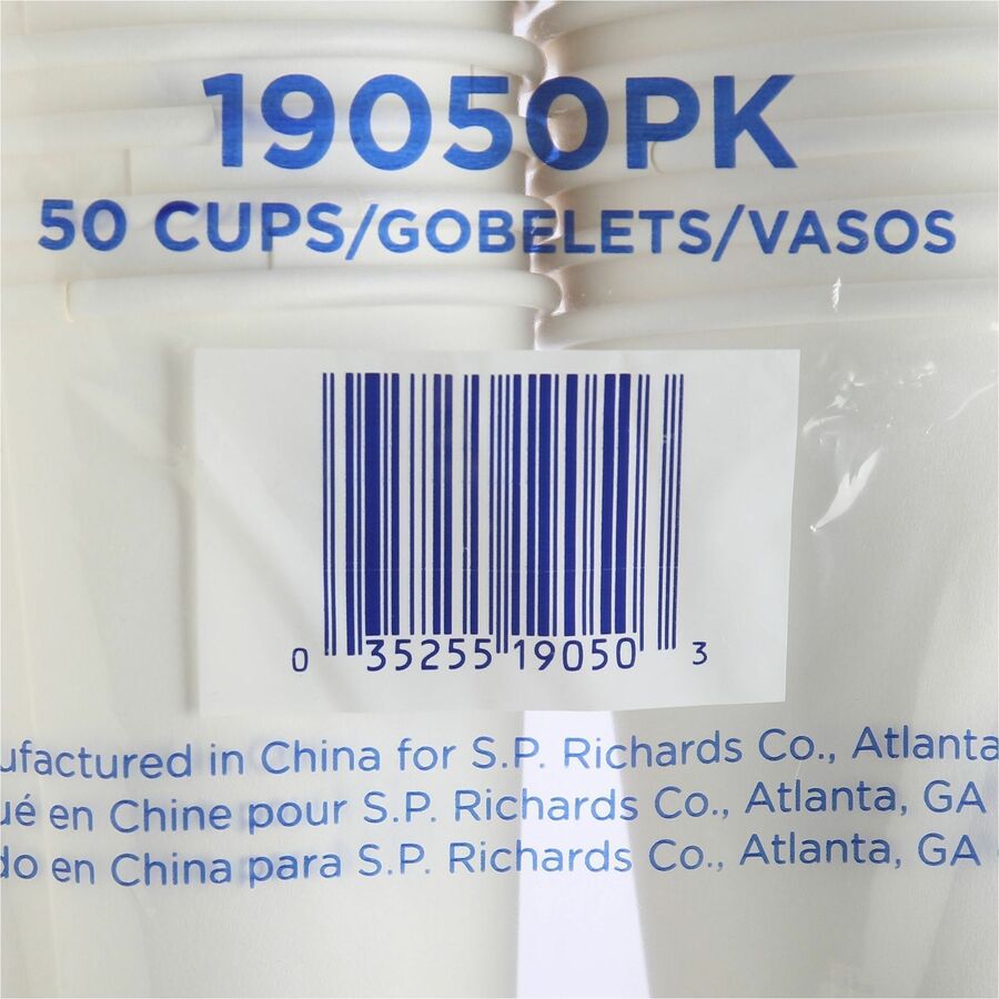 Genuine Joe 16 oz Disposable Hot Cups - 50 / Pack - 50 / Pack - White - Polyurethane - Coffee, Hot Drink, Picnic, Company, Tea, Hot Chocolate, Beverage