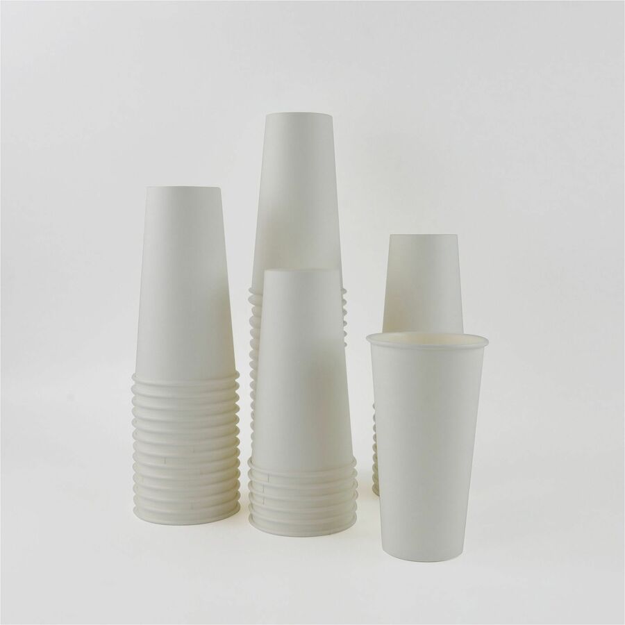 Genuine Joe 20 oz Disposable Hot Cups - 50 / Pack - 50 / Pack - White - Polyurethane - Coffee, Hot Drink, Picnic, Company, Tea, Hot Chocolate, Beverage