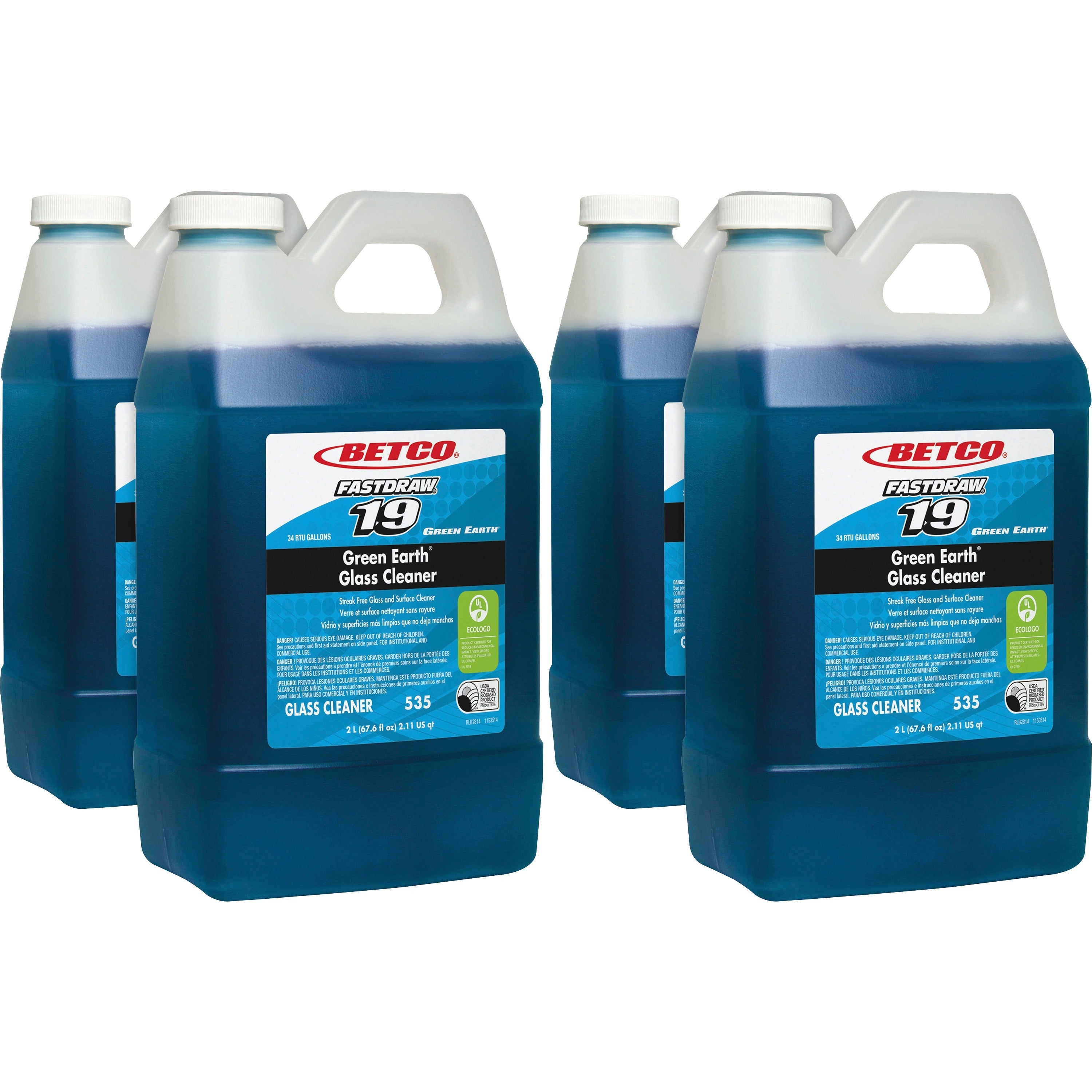 Green Earth Green Earth Glass Cleaner - Concentrate - 67.2 fl oz (2.1 quart) - Pleasant Scent - 4 / Carton - Streak-free, Non-scratching, Fog-free, Fragrance-free, Butyl-free, Ammonia-free, Non-toxic, Haze-free - Blue