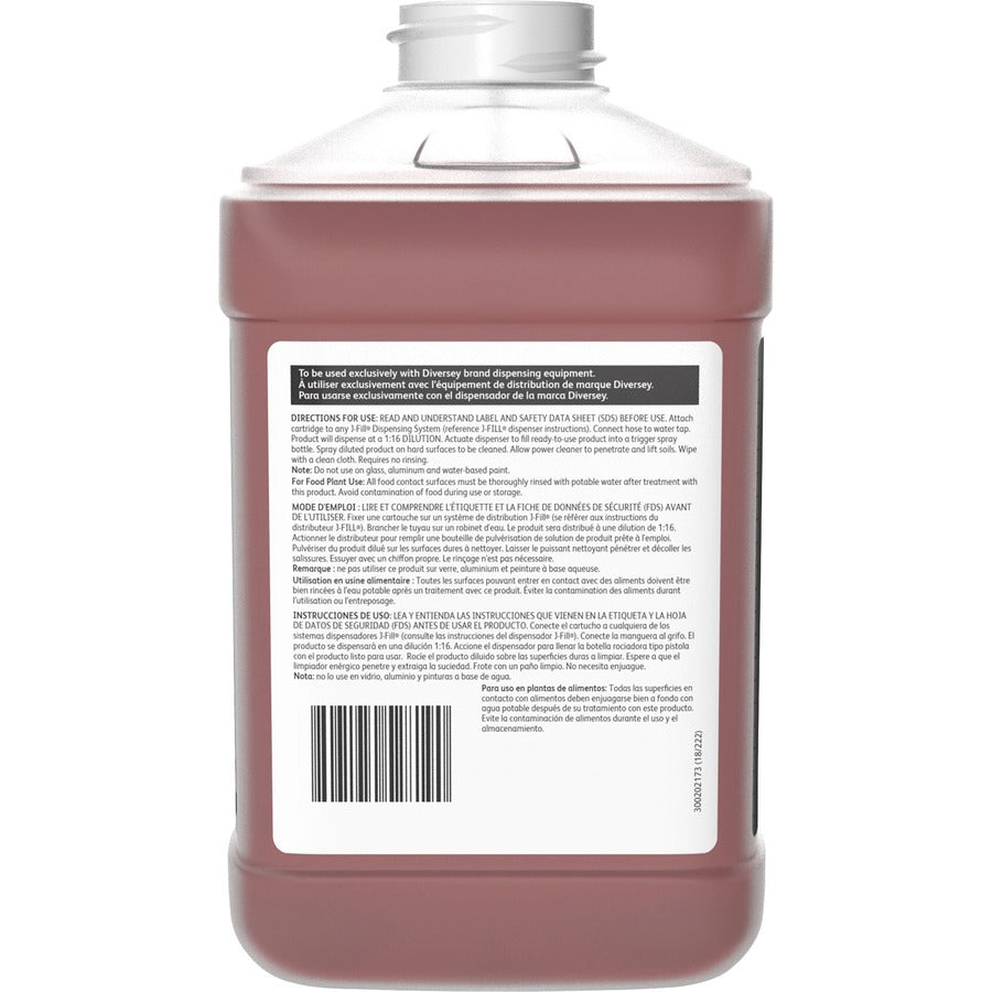Diversey Spitfire SC Power Cleaner - Ready-To-Use - 169.1 fl oz (5.3 quart) - Pine ScentBottle - 2 / Carton - Rinse-free, Residue-free, Streak-free, No-mess, Heavy Duty, Kosher - Red