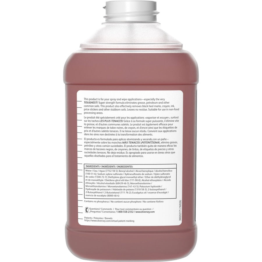 Diversey Spitfire SC Power Cleaner - Ready-To-Use - 169.1 fl oz (5.3 quart) - Pine ScentBottle - 2 / Carton - Rinse-free, Residue-free, Streak-free, No-mess, Heavy Duty, Kosher - Red