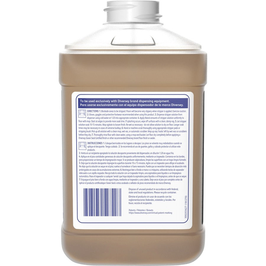Diversey Pro Strip SC High Efficiency Floor Stripper - Concentrate - 84.5 fl oz (2.6 quart) - Solvent ScentBottle - 2 / Carton - Low Odor, No-mess, Non Ammoniated, Butyl-free - Amber