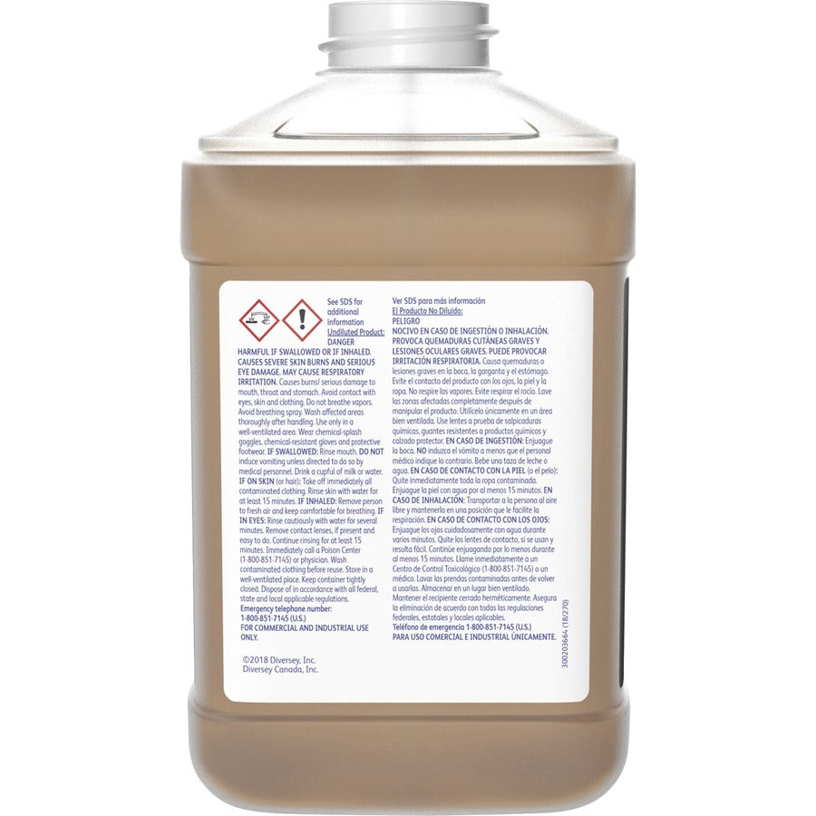 Diversey Pro Strip SC High Efficiency Floor Stripper - Concentrate - 84.5 fl oz (2.6 quart) - Solvent ScentBottle - 2 / Carton - Low Odor, No-mess, Non Ammoniated, Butyl-free - Amber