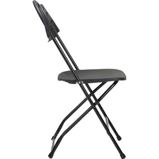 Dorel Zown Premium Fan Back Folding Chair - Black Seat - Black Polyethylene Back - Black Powder Coated Steel Frame - Four-legged Base - 8 / Carton