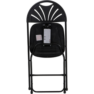 Dorel Zown Premium Fan Back Folding Chair - Black Seat - Black Polyethylene Back - Black Powder Coated Steel Frame - Four-legged Base - 8 / Carton
