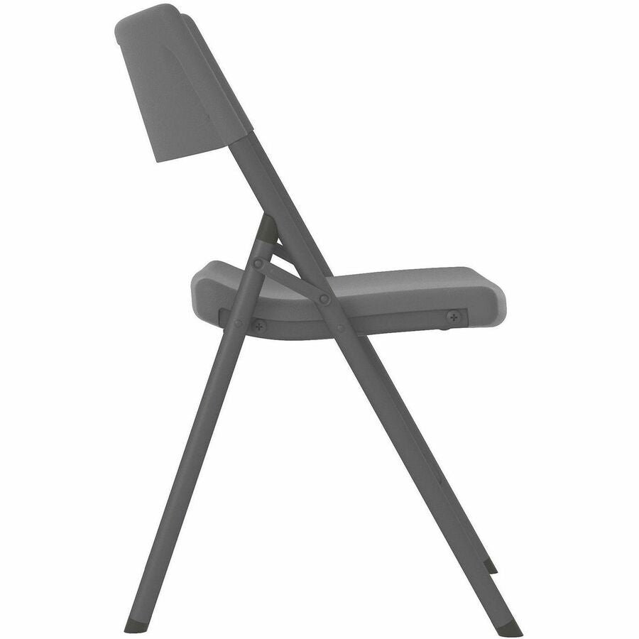 Cosco Zown Classic Commercial Resin Folding Chair - Gray Seat - Gray Back - Gray Steel, High Density Resin, High-density Polyethylene (HDPE) Frame - Four-legged Base - 1 Each